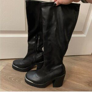 Black Women's Knee-High Platform Boots